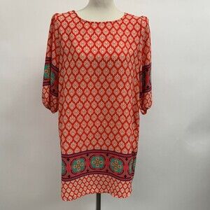Women's Shift Dress Small Medium Red Multi-color